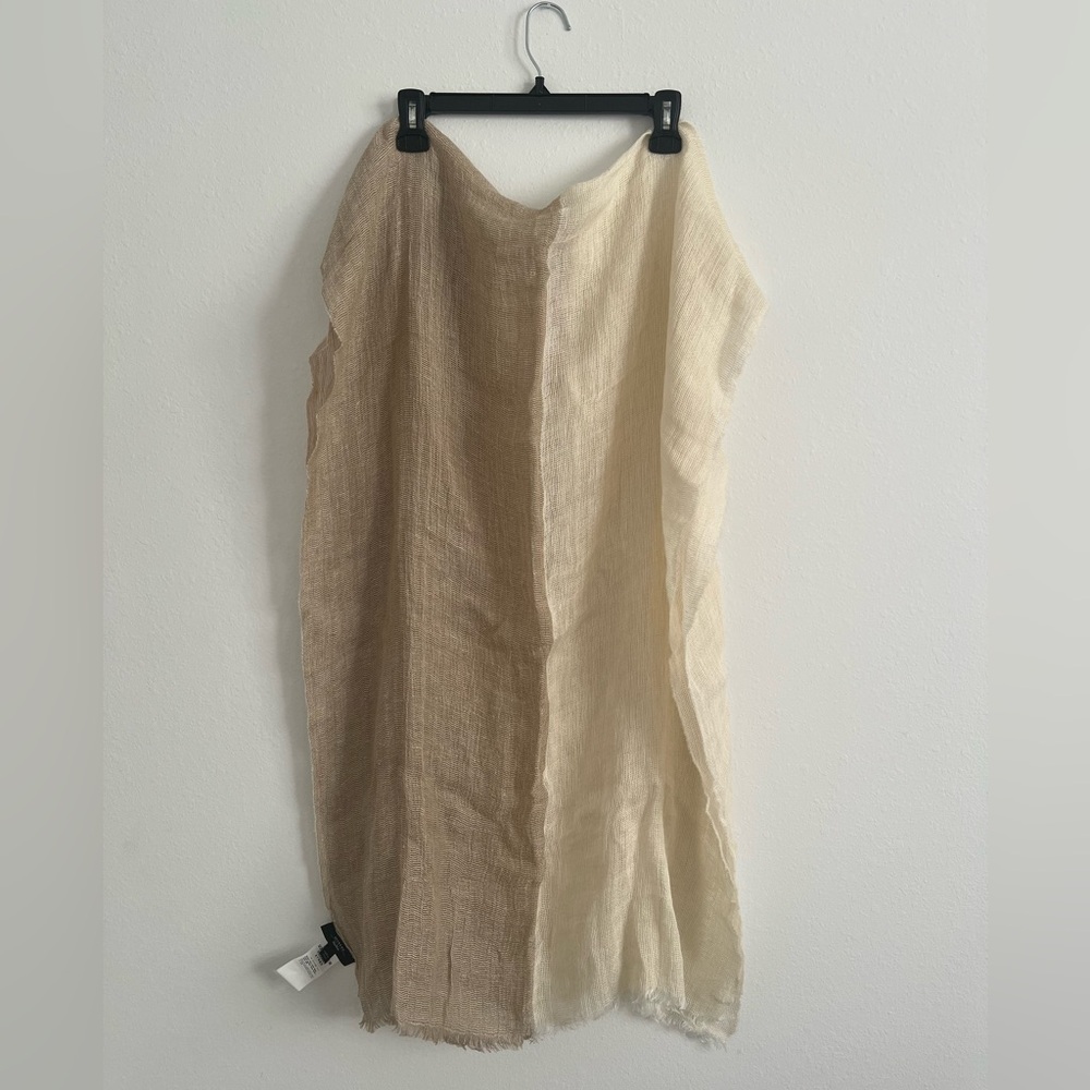 MaxMara  Weekend Two-Tone Linen Beige and Cream Maxi Scarf